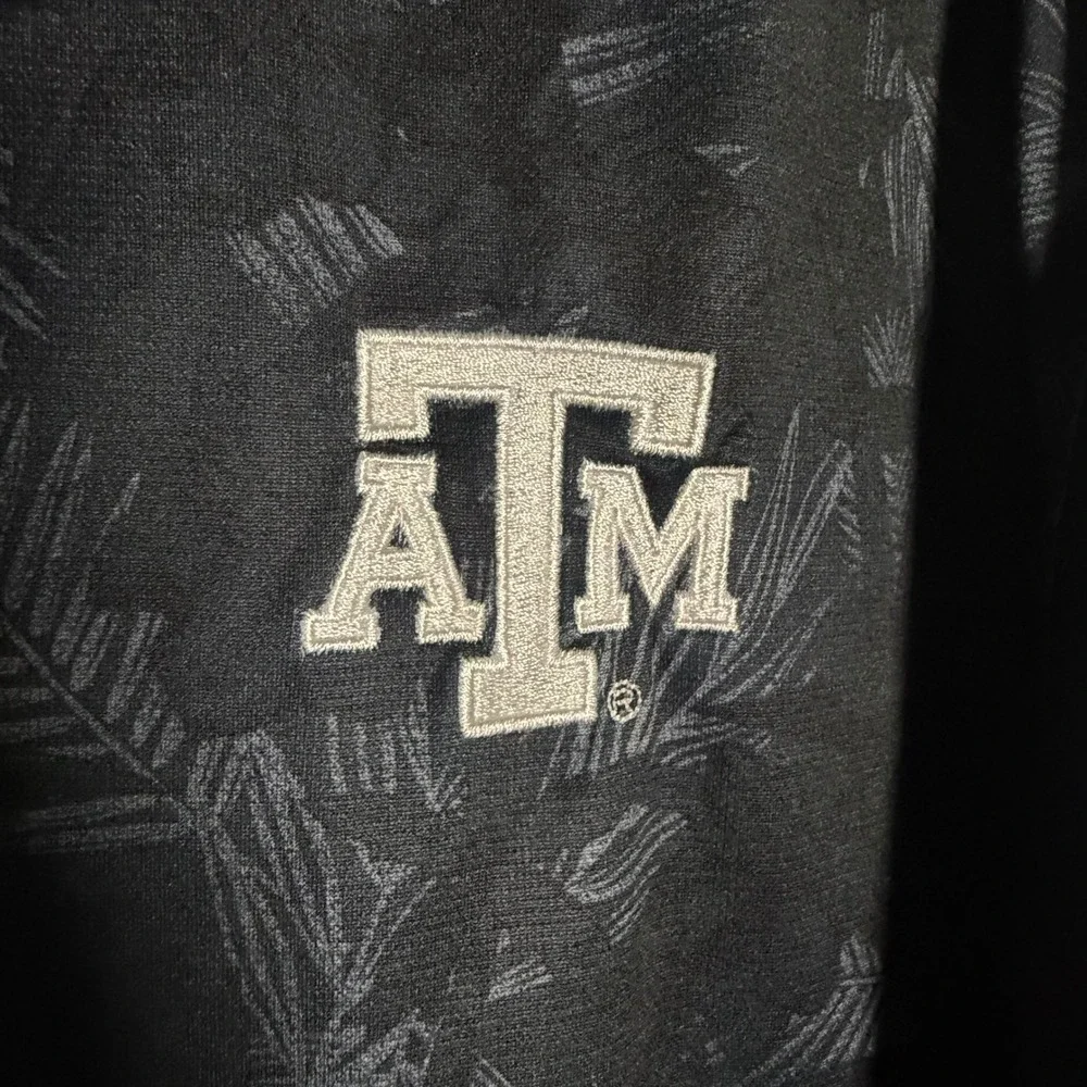 Champion Texas A&M Aggies Mens 2XL‎ Black Tropical Palm Print Polo Shirt NCAA